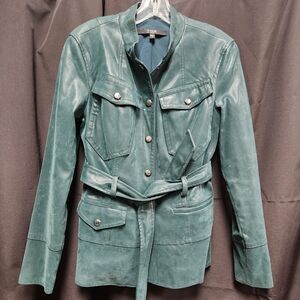 Small Guess faux leather green belted jacket